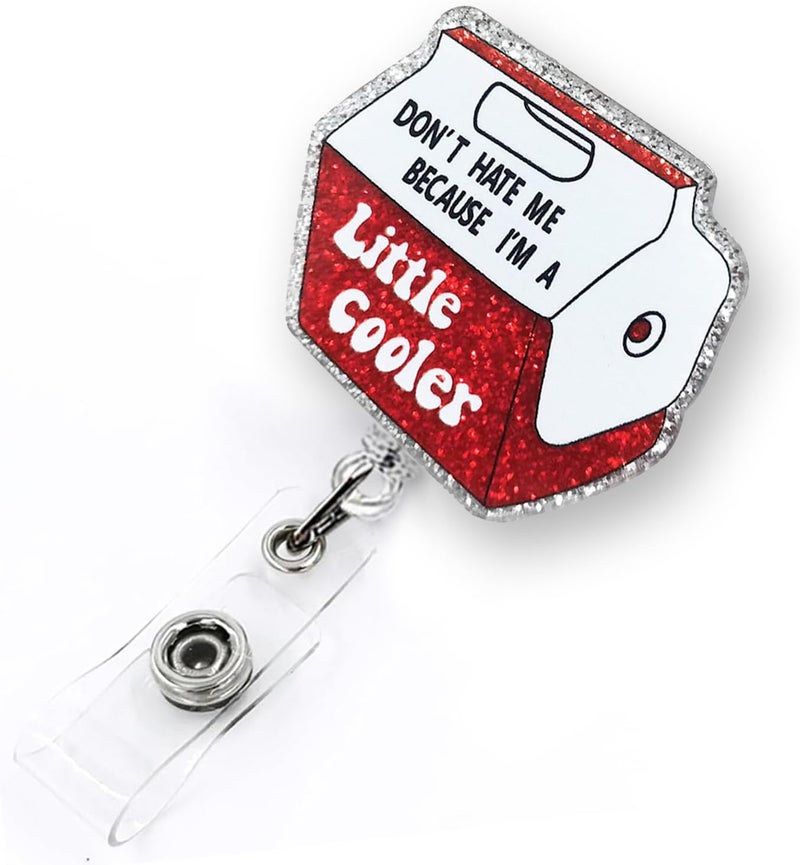 LEBEIGHT Funny Badge Reel Retractable for Nurse Doctor Medical Worker & Nursing Student | Don't Hate Me Because I'm a Little Cooler Nurse Name Badge Holder with Alligator Clip & 24”Durable Nylon Cord | Acrylic - Image 1